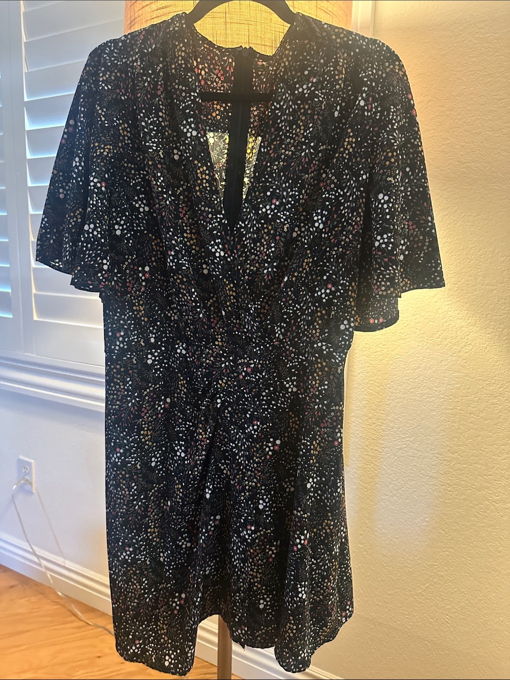 Armani Exchange Black Floral Dot Short Dress